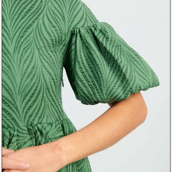 No. 6 Green Smocked Tiered Midi Dress - Picture 5 of 10
